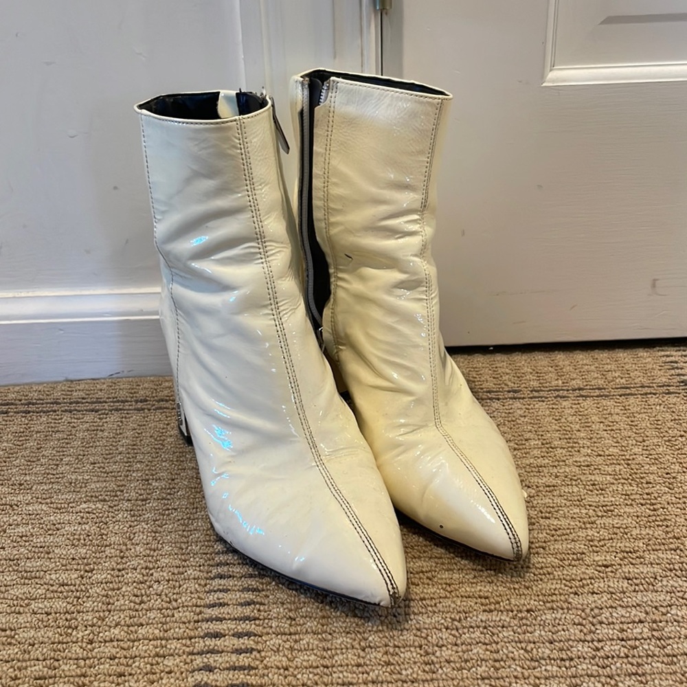 Off white patent leather sam edelman booties